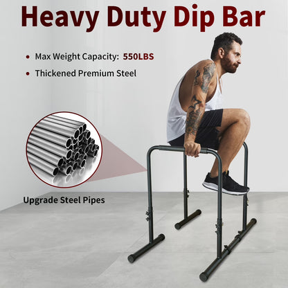 Dip Bar Power Tower Dip Station Pull up Bar Power Adjustable Heavy Duty Steel Dip Station Fitness Training Equipment Max Weight 400Lbs