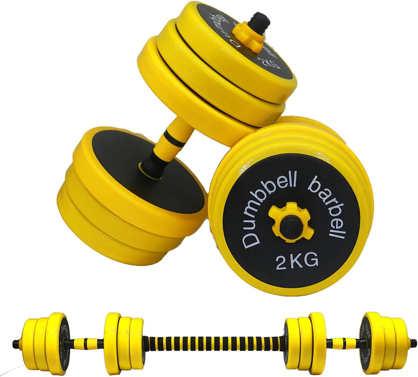 Adjustable Dumbbell Barbell Weight Pair, Free Weights Set 2-In-1 22LB/33LB/44LB/66LB, Weights Dumbbells Set with Rod, Non-Slip Handles, All-Purpose, Home, Gym, Office