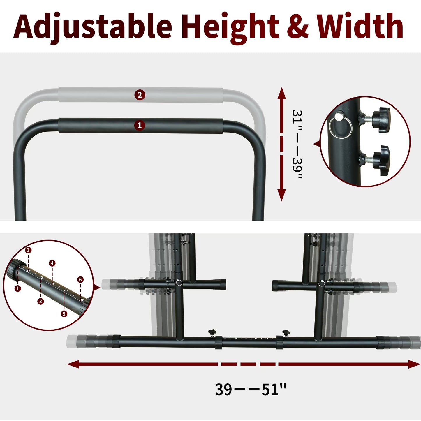 Dip Bar Power Tower Dip Station Pull up Bar Power Adjustable Heavy Duty Steel Dip Station Fitness Training Equipment Max Weight 400Lbs