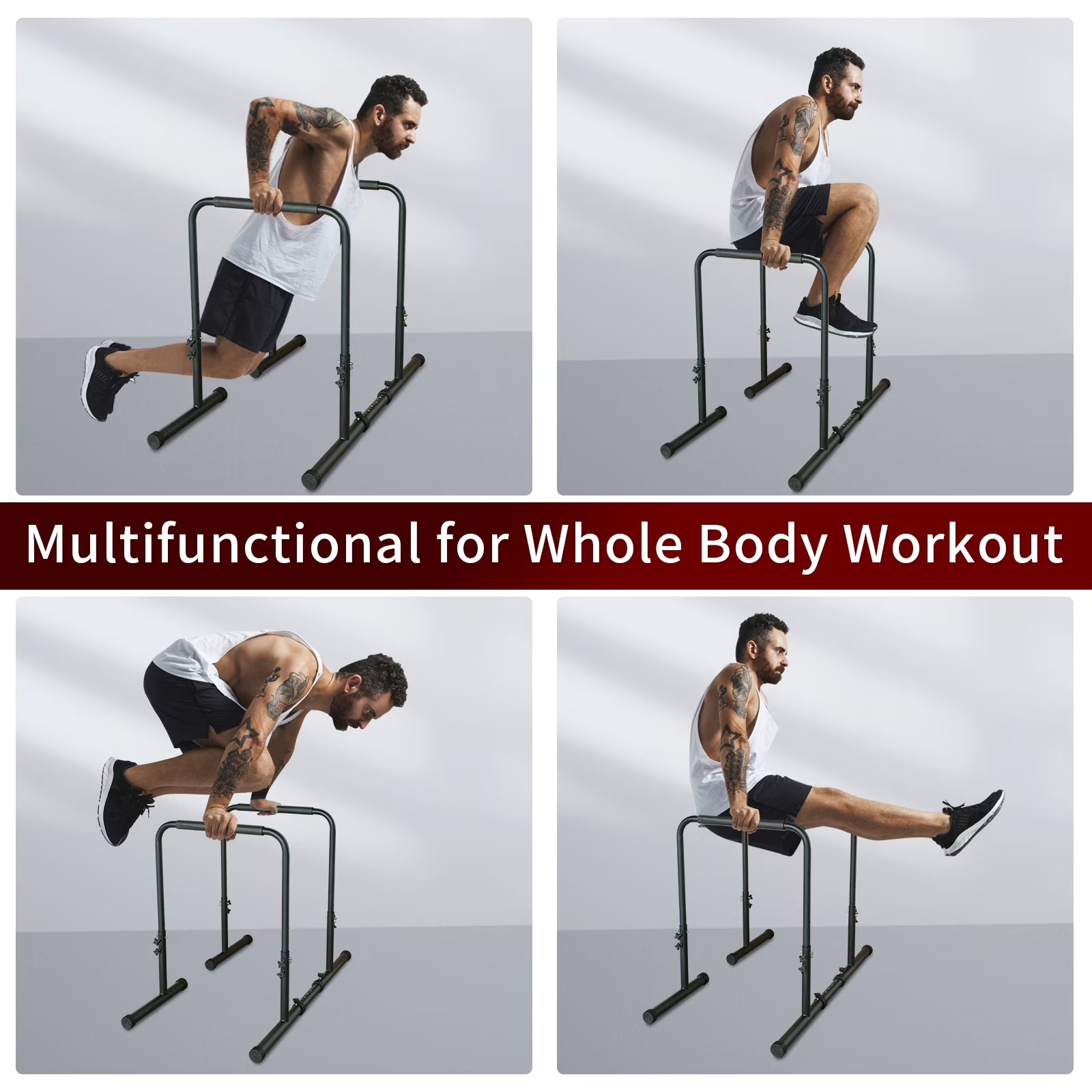 Dip Bar Power Tower Dip Station Pull up Bar Power Adjustable Heavy Duty Steel Dip Station Fitness Training Equipment Max Weight 400Lbs