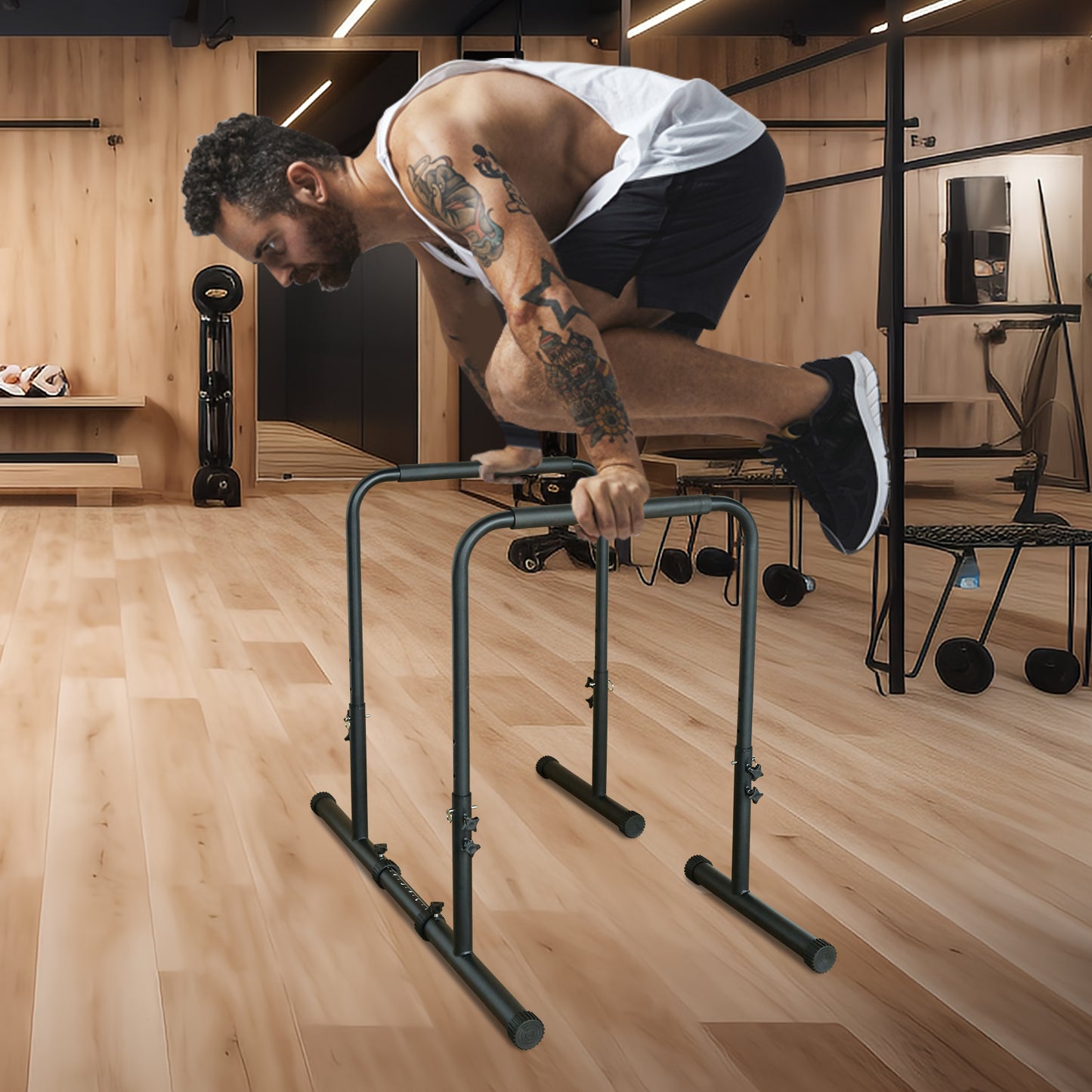 Dip Bar Power Tower Dip Station Pull up Bar Power Adjustable Heavy Duty Steel Dip Station Fitness Training Equipment Max Weight 400Lbs